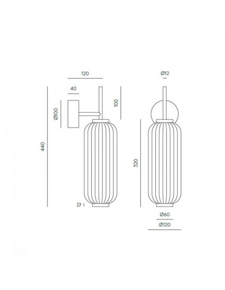 Aplique de pared LED ELMA tulipa vidrio estriado oro/negro medidas producto
