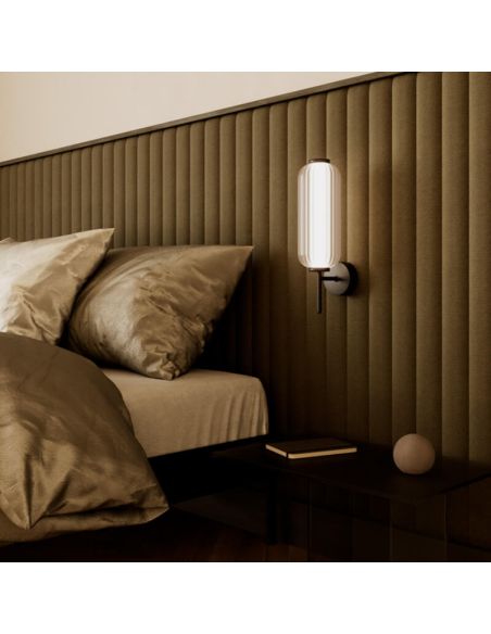 Aplique de pared LED ELMA tulipa vidrio estriado detalle foto ambiente