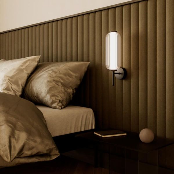 ELMA Aplique LED de parede abajur de vidro canelado detalhe foto atmosfera