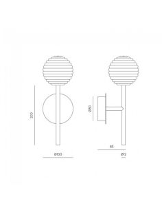 Applique LED DOUL avec abat-jour rond cannelé doré | LéonLeds 2
