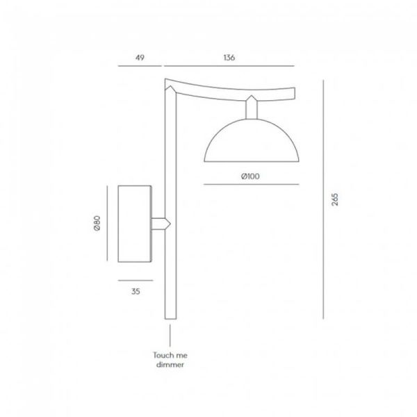 Aplique de pared LED TANA minimalista regulable, color negro medidas producto