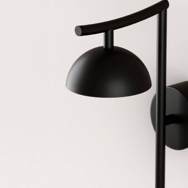 Aplique LED minimalista TANA regulável, cor preta com detalhe de tulipa