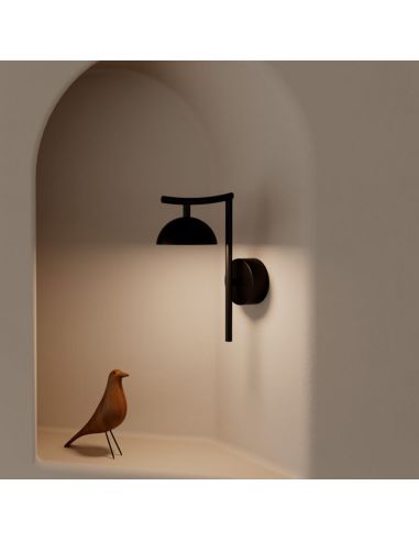 Aplique de pared LED TANA minimalista regulable, color negro foto ambiente