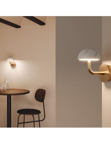 Applique murale LED DUSSA abat-jour marbre dimmable ambiance photo