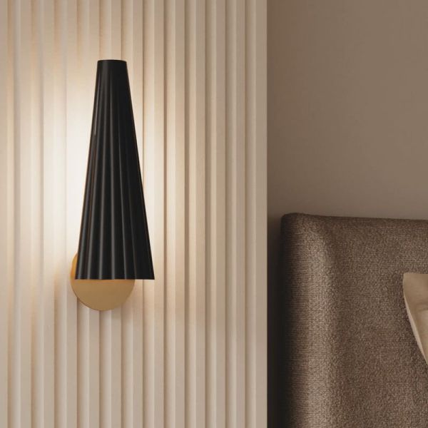 BION Applique LED dimmable abat-jour marbre noir/or photo d'ambiance