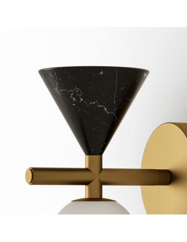 Aplique de pared LED ONETA regulable mármol vidrio oro detalle mase mármol