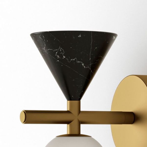 Aplique de pared LED ONETA regulable mármol vidrio oro detalle mase mármol