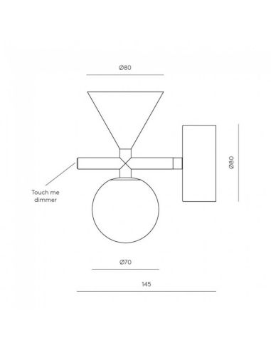 Applique LED ONETA dimmable verre marbre doré mesures du produit