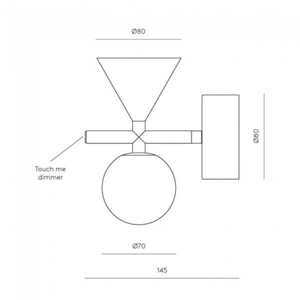 Aplique de pared LED ONETA regulable mármol vidrio oro medidas producto