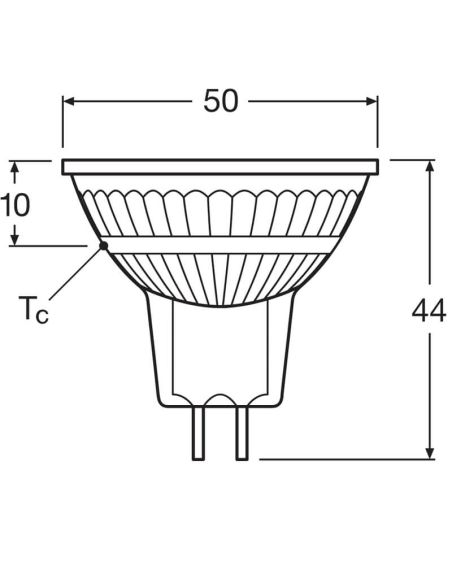 Medidas Lâmpada LED MR16 muito potente 6,5W Substitui 50W 621Lm 36º Performance 4099854047817 | LeonLeds