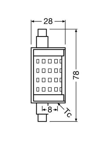 Dimensions Ampoule LED R7S 78MM 7,3W Remplacement 60W Performance Special Line 78 CL 60 LedVance | LéonLeds