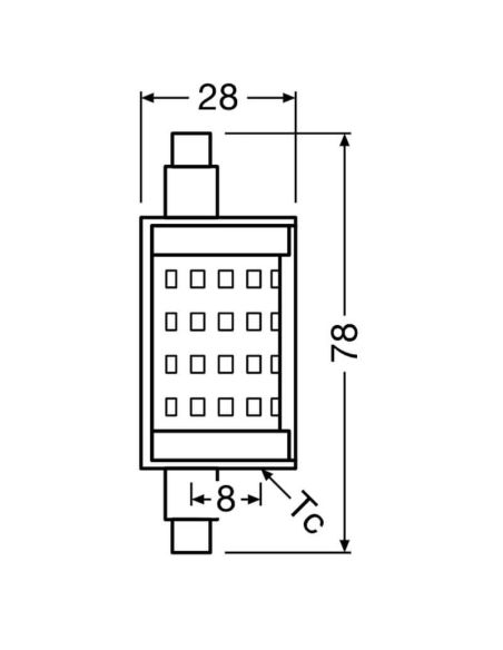 Dimensions Ampoule LED R7S 78MM 7,3W Remplacement 60W Performance Special Line 78 CL 60 LedVance | LéonLeds