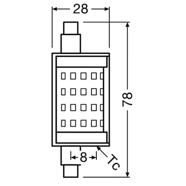 Dimensions Ampoule LED R7S 78MM 7,3W Remplacement 60W Performance Special Line 78 CL 60 LedVance | LéonLeds