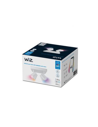 Plafón inteligente cuadrado de 4 focos ajustables Imageo blanco/negro IP20 Wifi, Control mediante aplicación o voz
