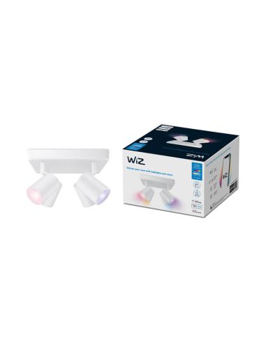 Plafón inteligente cuadrado de 4 focos ajustables Imageo blanco/negro IP20 Wifi, Control mediante aplicación o voz