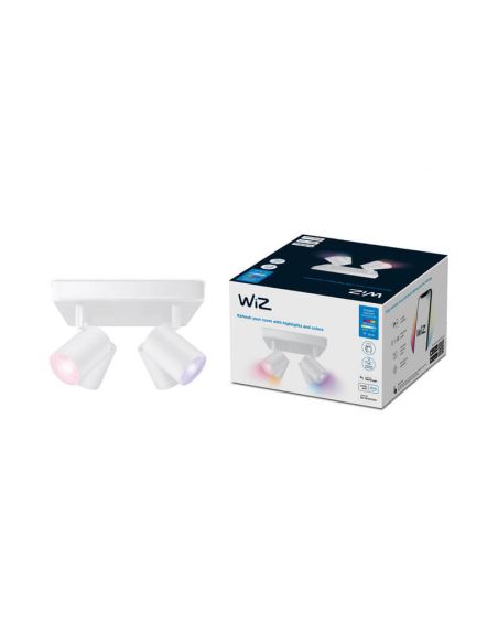 Plafón inteligente cuadrado de 4 focos ajustables Imageo blanco/negro IP20 Wifi, Control mediante aplicación o voz