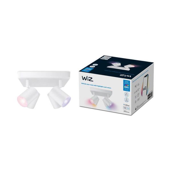 Plafón inteligente cuadrado de 4 focos ajustables Imageo blanco/negro IP20 Wifi, Control mediante aplicación o voz