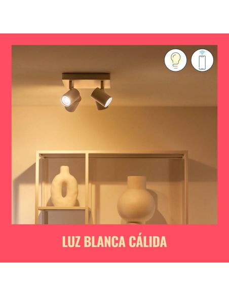 Plafón inteligente cuadrado de 4 focos ajustables Imageo blanco/negro IP20 Wifi, Control mediante aplicación o voz