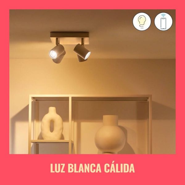 Plafón inteligente cuadrado de 4 focos ajustables Imageo blanco/negro IP20 Wifi, Control mediante aplicación o voz