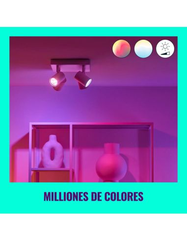 Plafón inteligente cuadrado de 4 focos ajustables Imageo blanco/negro IP20 Wifi, Control mediante aplicación o voz