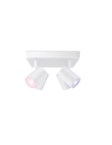 Plafón inteligente cuadrado de 4 focos ajustables Imageo blanco/negro IP20 Wifi, Control mediante aplicación o voz