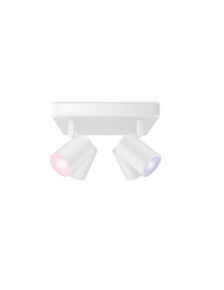 Plafón inteligente cuadrado de 4 focos ajustables Imageo blanco/negro IP20 Wifi, Control mediante aplicación o voz