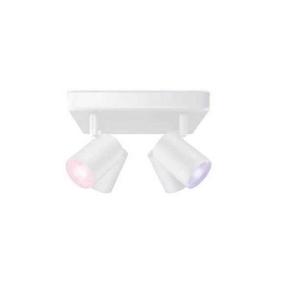 Plafón inteligente cuadrado de 4 focos ajustables Imageo blanco/negro IP20 Wifi, Control mediante aplicación o voz