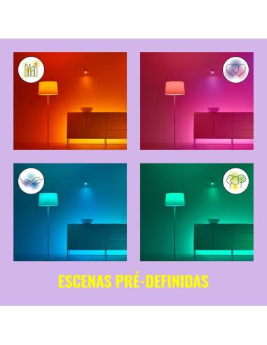 Plafón inteligente cuadrado de 4 focos ajustables Imageo blanco/negro IP20 Wifi, Control mediante aplicación o voz