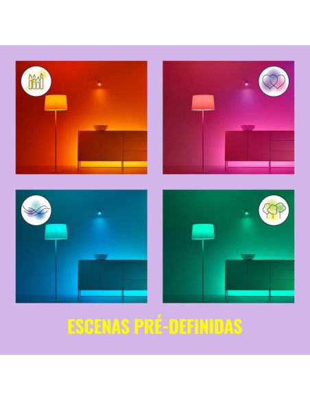 Plafon inteligente quadrado com 4 focos ajustáveis Imageo branco/preto IP20 Wifi, controle via aplicativo ou voz