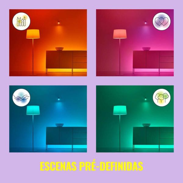Plafón inteligente cuadrado de 4 focos ajustables Imageo blanco/negro IP20 Wifi, Control mediante aplicación o voz
