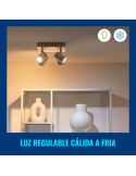 Plafón inteligente cuadrado de 4 focos ajustables Imageo blanco/negro IP20 Wifi, Control mediante aplicación o voz
