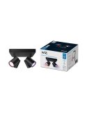 Plafón inteligente cuadrado de 4 focos ajustables Imageo blanco/negro IP20 Wifi, Control mediante aplicación o voz