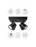 Plafon inteligente quadrado com 4 focos ajustáveis Imageo branco/preto IP20 Wifi, controle via aplicativo ou voz