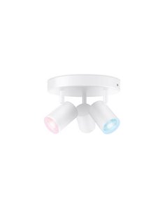 Plafón redondo de 3 focos ajustables a todo color Imageo blanco/negro v Ø21 cm IP20 Wifi