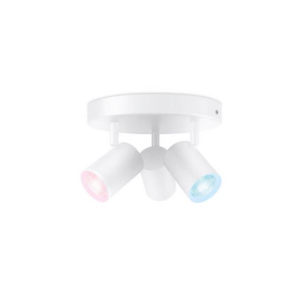 Plafonnier rond avec 3 spots polychromes orientables Imageo blanc/noir v Ø21 cm IP20 Wifi