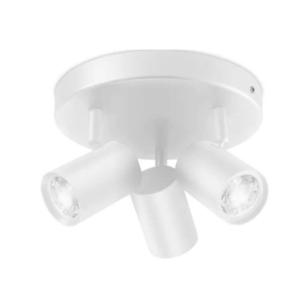 Plafonnier rond avec 3 spots polychromes orientables Imageo blanc/noir v Ø21 cm IP20 Wifi