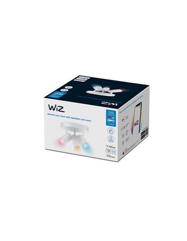 Plafón redondo de 3 focos ajustables a todo color Imageo blanco/negro v Ø21 cm IP20 Wifi