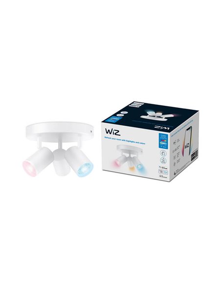 Plafón redondo de 3 focos ajustables a todo color Imageo blanco/negro v Ø21 cm IP20 Wifi