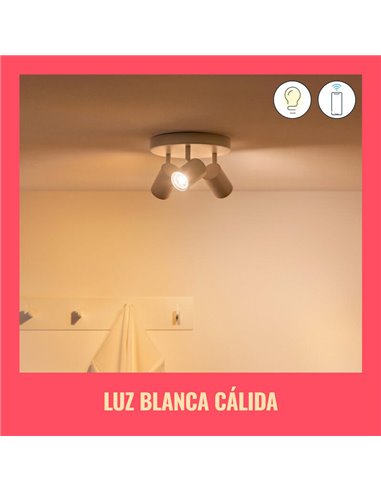 Plafón redondo de 3 focos ajustables a todo color Imageo blanco/negro v Ø21 cm IP20 Wifi