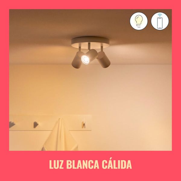 Plafón redondo de 3 focos ajustables a todo color Imageo blanco/negro v Ø21 cm IP20 Wifi