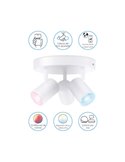 Plafón redondo de 3 focos ajustables a todo color Imageo blanco/negro v Ø21 cm IP20 Wifi