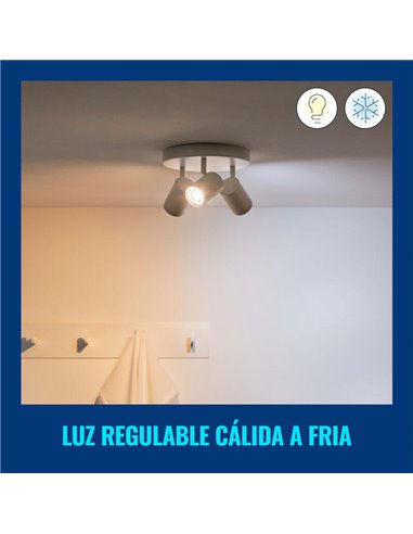 Plafón redondo de 3 focos ajustables a todo color Imageo blanco/negro v Ø21 cm IP20 Wifi