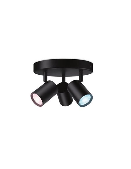 Plafón redondo de 3 focos ajustables a todo color Imageo blanco/negro v Ø21 cm IP20 Wifi