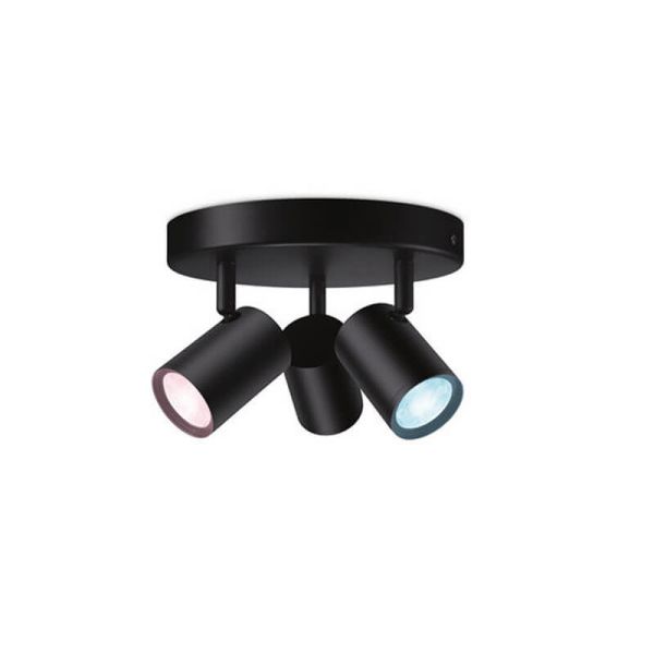 Plafón redondo de 3 focos ajustables a todo color Imageo blanco/negro v Ø21 cm IP20 Wifi