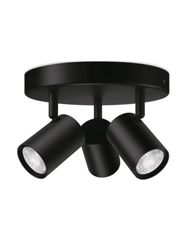 Plafón redondo de 3 focos ajustables a todo color Imageo blanco/negro v Ø21 cm IP20 Wifi