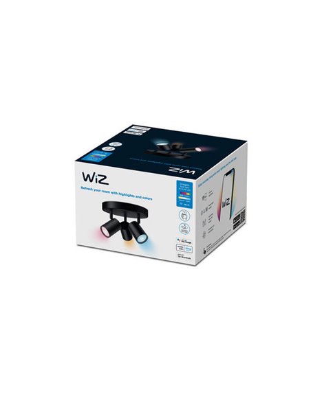 Plafon redondo com 3 focos coloridos ajustáveis Imageo branco/preto v Ø21 cm IP20 Wifi