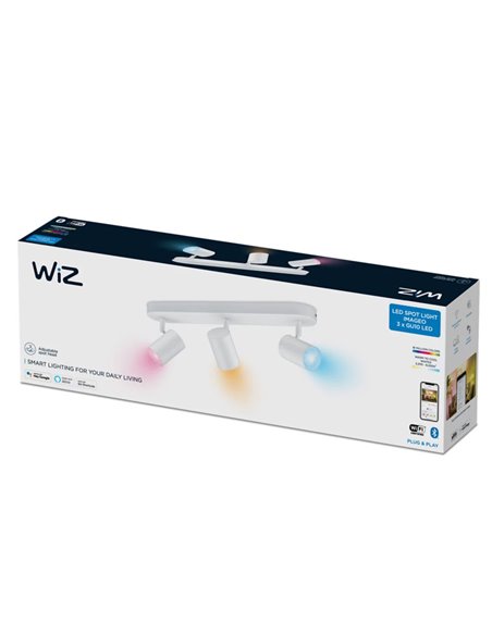 Spots orientables Imageo 3 lumières blanches 2200K - 6500K + Wifi RGB, Contrôle via application ou voix