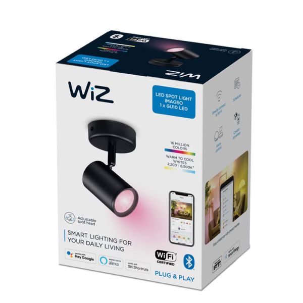 Foco ajustable Imageo negro 22W 2200K - 6500K+ RGB Wifi, Control mediante aplicación o voz