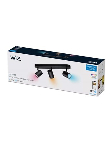 Spots ajustáveis Imageo 3 Black Lights 2200K - 6500K + RGB Wifi, Controle via aplicativo ou voz