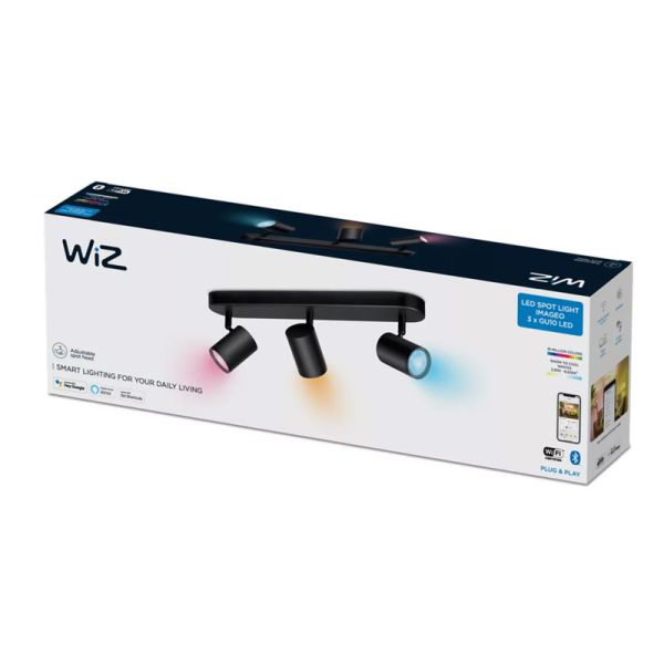 Focos ajustable Imageo 3 Luces negro 2200K - 6500K + RGB  Wifi, Control mediante aplicación o voz
